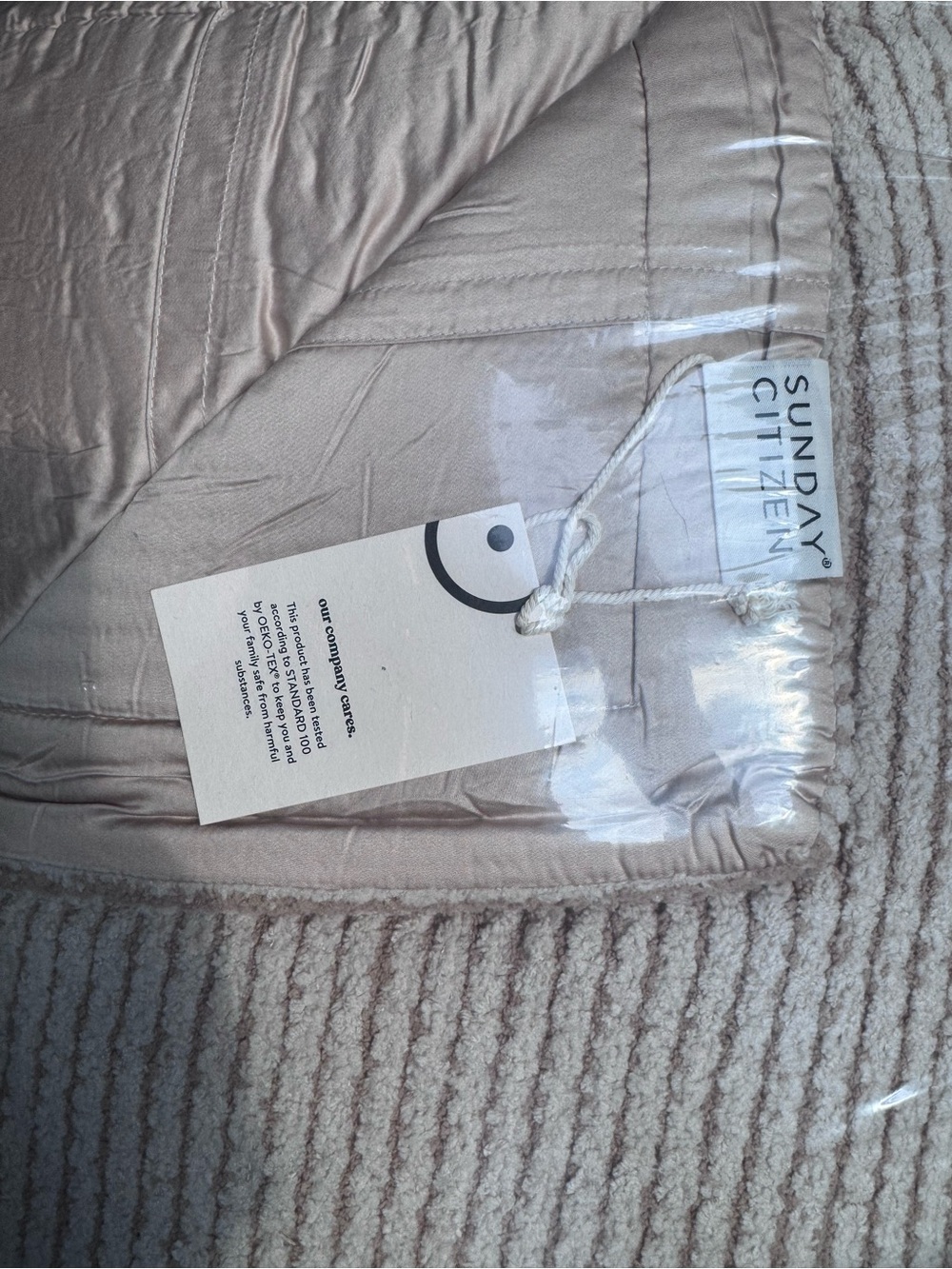 Sunday Citizen Snug Ribbed Duvet Cover, King Size, Biscotti & Sahara Tan - Picture 5 of 8